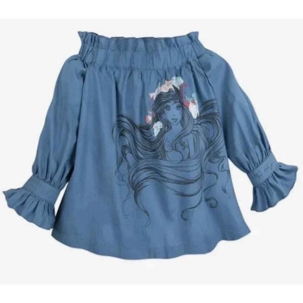 Disney Parks Ariel Off Shoulder Blouse Women’s XL Smocked Boho Cottagecore Vaca